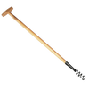 Long hardwood handle with a T-grip attached to a metal corkscrew weeder head, designed for effective root removal, featured in Farm, Garden & Tool, Digging and Cultivating, Best Sellers, Promo Eligible, and Sale collections.