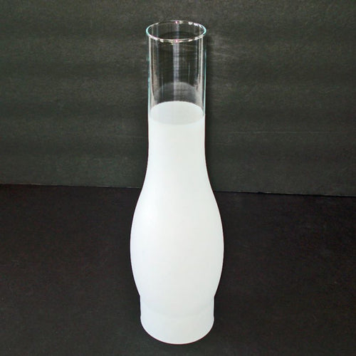 Tall glass oil lamp chimney with a 2-7/8 inch base featuring a curved bulge design, suitable for Lamps & Lighting, Parts and Accessories, Chimneys and Globes collections, and Best Sellers.