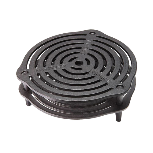 Solid cast iron stack grate with elevated legs for multi-level Dutch oven cooking, offering excellent heat management, featured in Farm, Garden & Tool, Kitchen & Food, Camping, Cookware, Cast Iron, Best Sellers, and Promo Eligible collections.