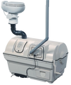 High-capacity composting toilet system in light gray featuring an enlarged bio-drum and vent pipe, designed for long-term use in cottages; included in Appliances, Composting Toilets, Best Sellers collections.
