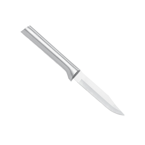 Sleek paring knife with a sharp carbon stainless steel blade and durable cast aluminum handle featuring a non-slip satin finish, ideal for kitchen food prep and best sellers collections.