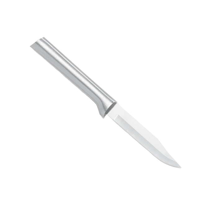 Sleek paring knife with a sharp carbon stainless steel blade and durable cast aluminum handle featuring a non-slip satin finish, ideal for kitchen food prep and best sellers collections.