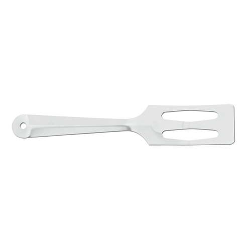 Stainless steel kitchen spatula with angled, slotted design for mixing, serving, and chopping, handcrafted in USA, ideal for Kitchen & Food, Storage and Serving, and Best Sellers collections.