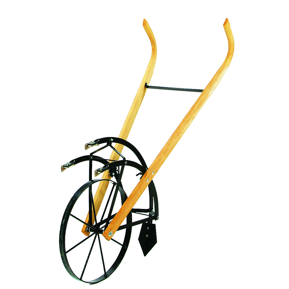 Handcrafted Amish-made steel cultivator with wooden handles and an 18-1/2-inch wheel, designed for efficient soil tilling, featured in Farm, Garden & Tool and USA Made collections.
