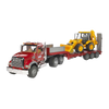 Bruder Toys MACK Granite Truck with Lowboy Trailer & JCB 4CX Backhoe Loader