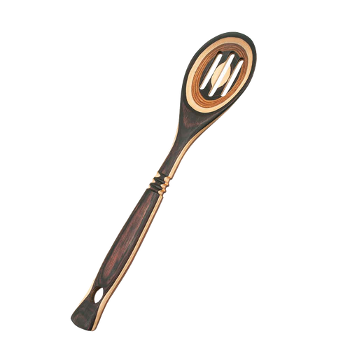 Handcrafted pakkawood slotted spoon with vibrant layered color patterns, sturdy and heat resistant, perfect for Kitchen & Food, Kitchen Gadgets, Cooking and Baking Helpers, Storage and Serving, and Best Sellers collections.
