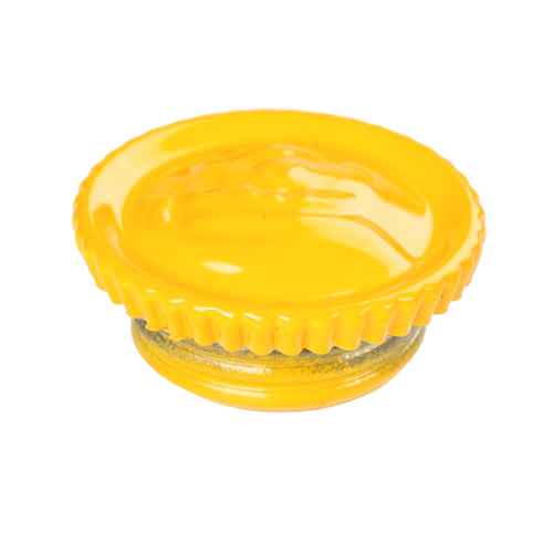 Bright yellow replacement filler cap with textured edges, crafted as a durable accessory for galvanized lanterns, featured in Lamps & Lighting, Emergency Supplies, and Parts and Accessories collections.