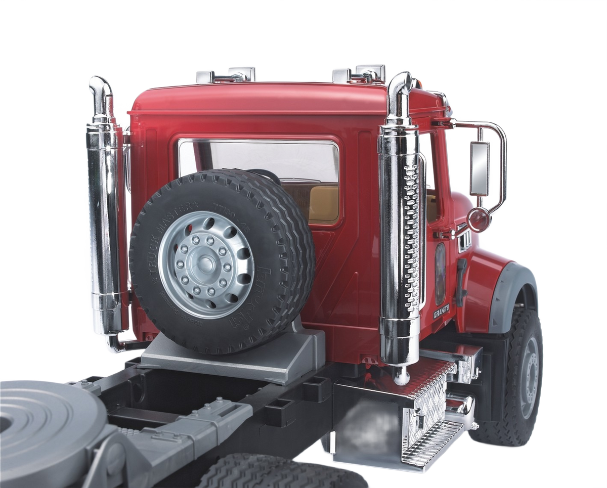Bruder Toys MACK Granite Truck with Lowboy Trailer & JCB 4CX Backhoe Loader