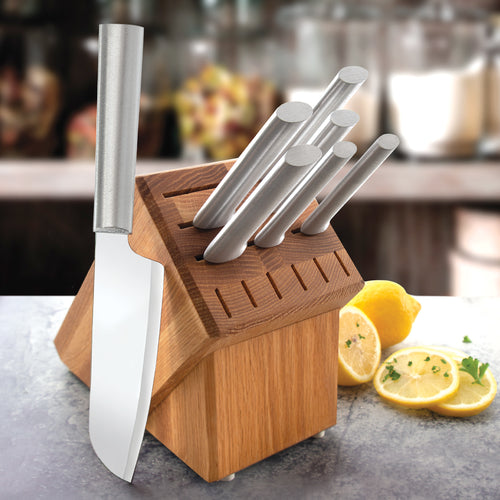 Rada Essential Oak Block Knife Set with Aluminum Handles