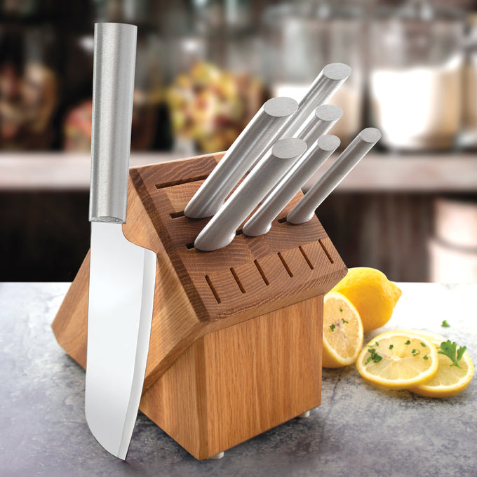 Rada Essential Oak Block Knife Set with Aluminum Handles