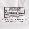 Close-up of a white shipping bag label from Central Bag Company in East Grand Forks, Minnesota, showing freight classification details and contact phone number, used for packaging organic barley groats in Farm and Pantry supplies collections.