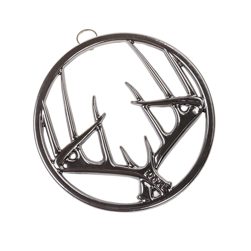 Round metal trivet featuring an antler design with polished finish, built-in hanger, and sturdy feet for heat protection, ideal for Kitchen & Food, Dinnerware, Storage and Serving, Best Sellers, and Promo Eligible collections.