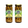 Two glass jars of handcrafted pickled asparagus spears with zesty seasoning, made in the USA, ideal for Kitchen & Food, Pantry, and Best Sellers collections.