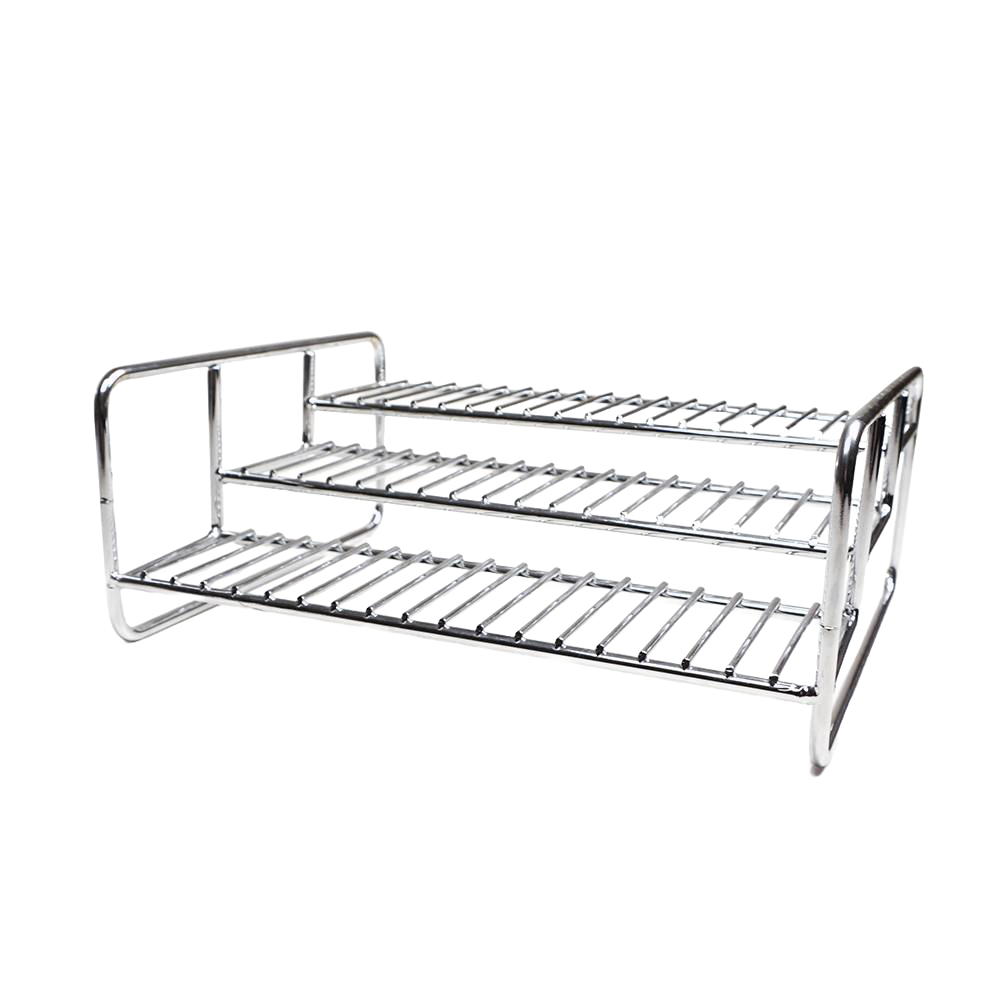 Chromed steel wire 3-tier rack designed for organized storage of cans and bottles in kitchen, bathroom, or office, featured in Kitchen & Food and Storage and Serving collections.