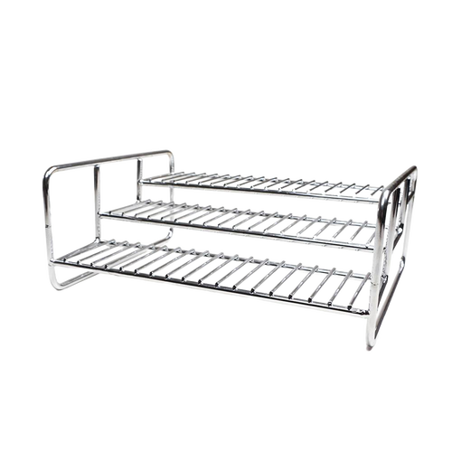 Chromed steel wire 3-tier rack designed for organized storage of cans and bottles in kitchen, bathroom, or office, featured in Kitchen & Food and Storage and Serving collections.