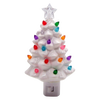 Handcrafted ceramic Christmas tree nightlight with colorful bulbs and star topper, designed to add a festive glow, featured in Home & Decor, Holiday Decor, Best Sellers, and Promo Eligible collections.