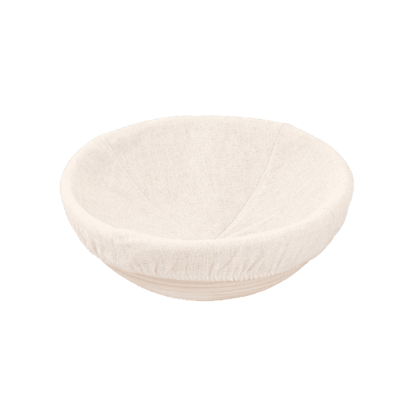 Handmade rattan bread proofing basket featuring a removable cloth liner gently shaped for dough rising, perfect for Kitchen & Food, Baking Supplies, and Bread Making collections.
