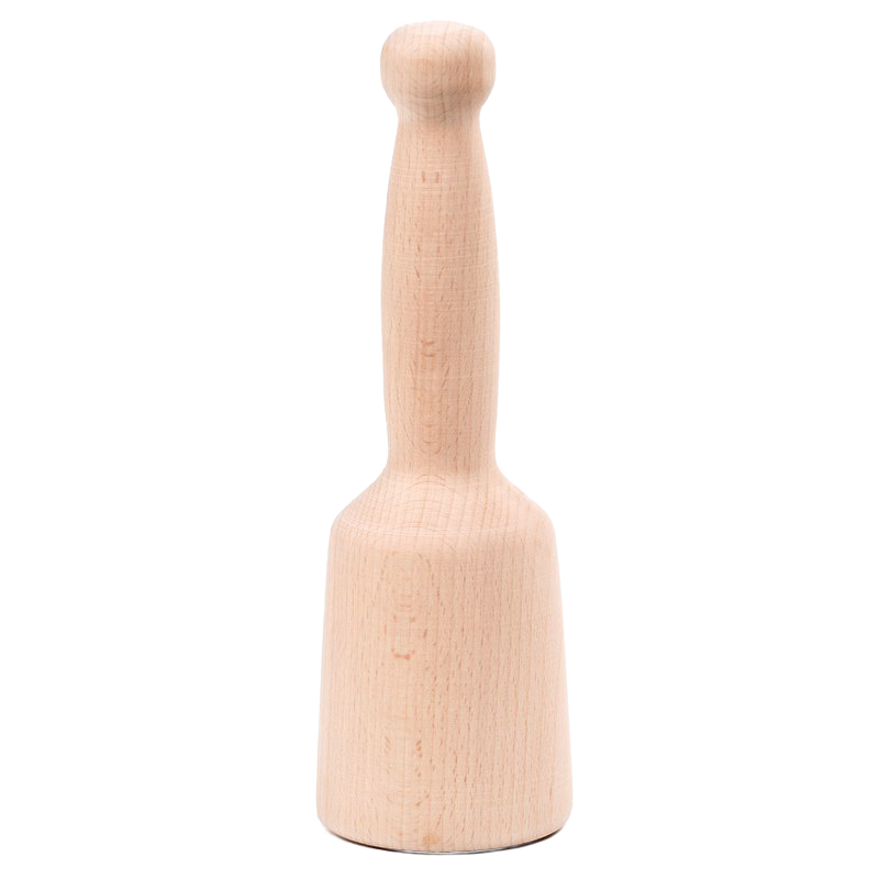 Durable natural hardwood carver’s mallet with a bell-shaped head and rounded handle, handcrafted for comfort and precision in wood cutting and carving tasks.