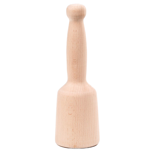 Durable natural hardwood carver’s mallet with a bell-shaped head and rounded handle, handcrafted for comfort and precision in wood cutting and carving tasks.