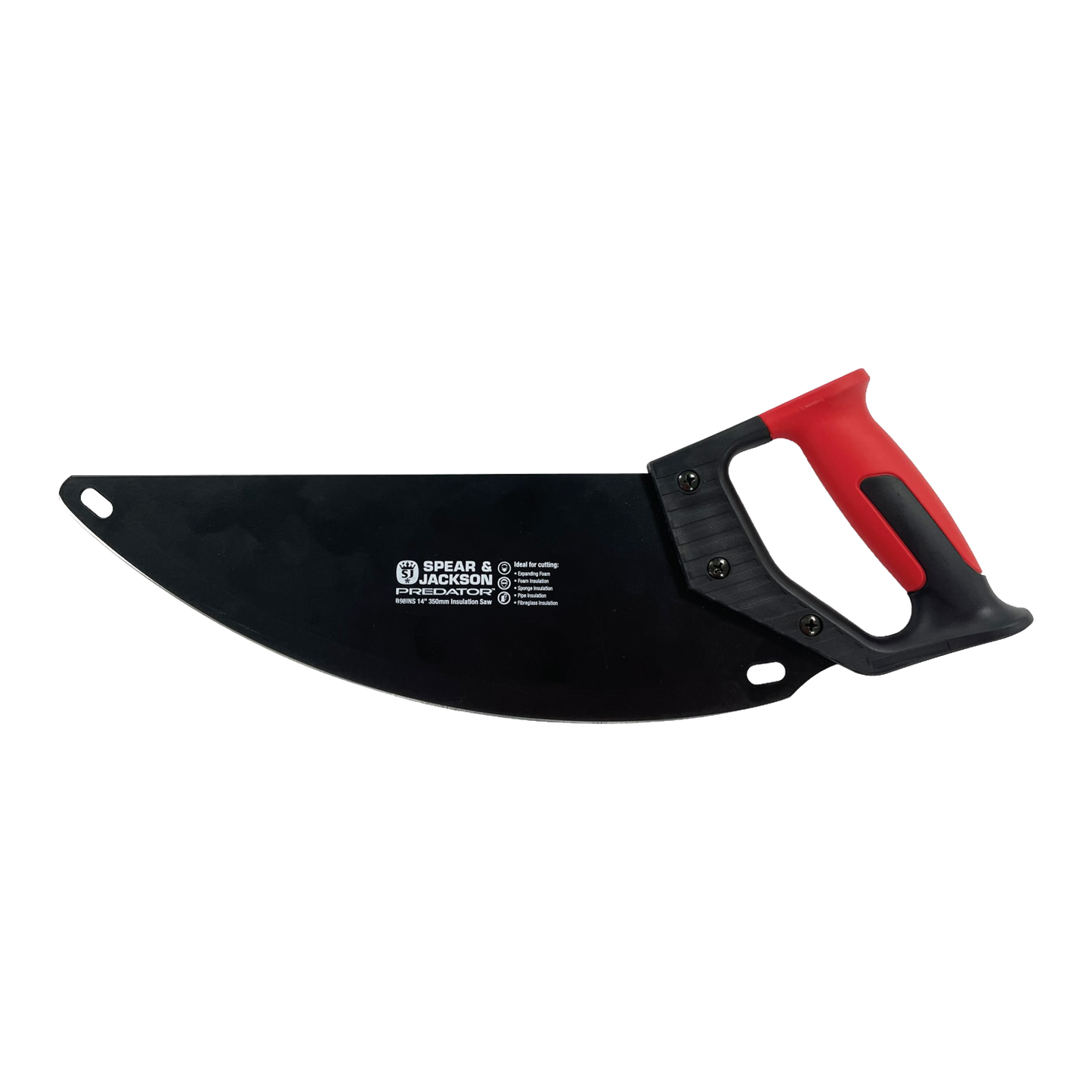 Insulation saw with carbon steel curved blade and ergonomic red and black handle, designed for smooth cutting in farm, garden, and hand tools collections.