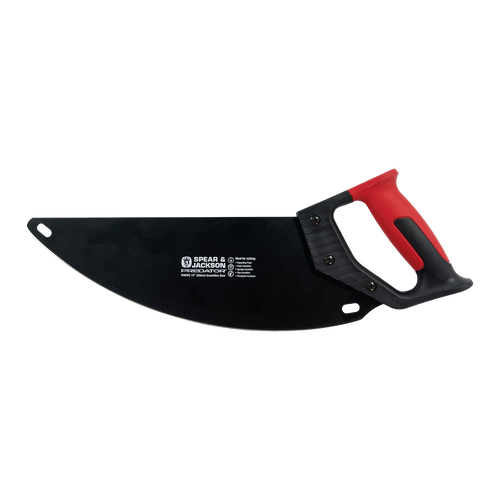 Insulation saw with carbon steel curved blade and ergonomic red and black handle, designed for smooth cutting in farm, garden, and hand tools collections.