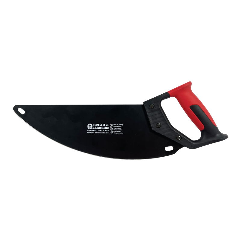 Insulation saw with carbon steel curved blade and ergonomic red and black handle, designed for smooth cutting in farm, garden, and hand tools collections.