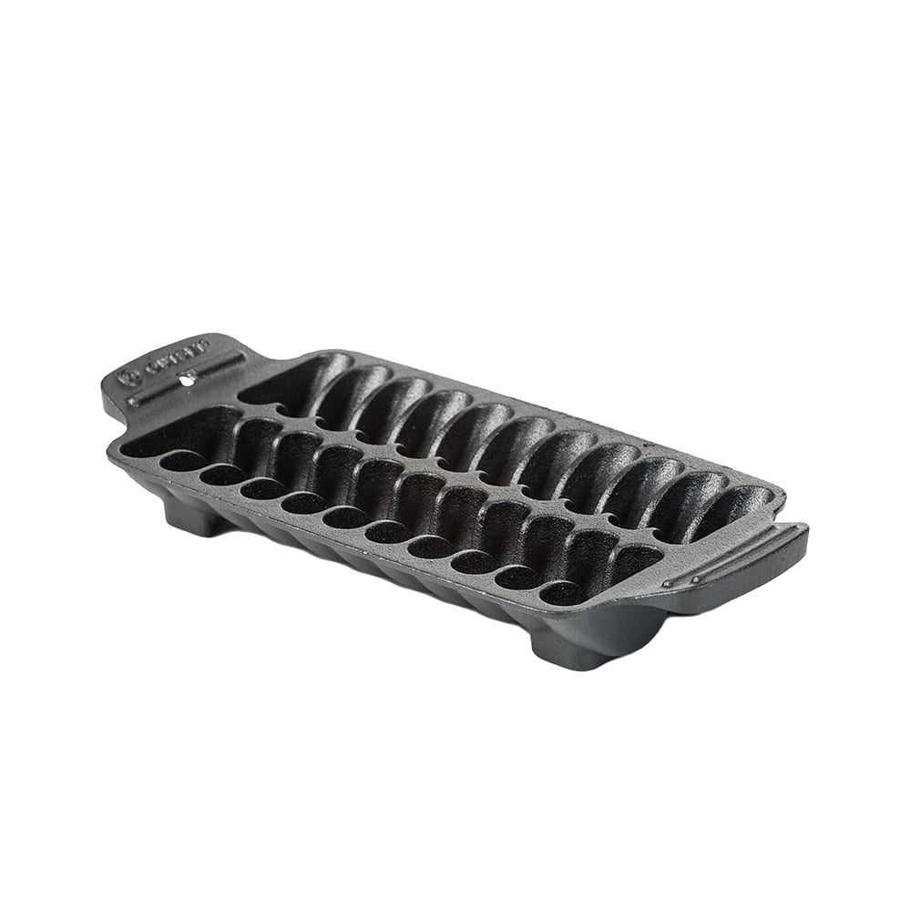 Handcrafted cast iron grill pan with individual wells designed for grilling jumbo shrimp, ideal for Kitchen & Food, Cast Iron, Grilling, Stoves, Cookware, and Best Sellers collections.