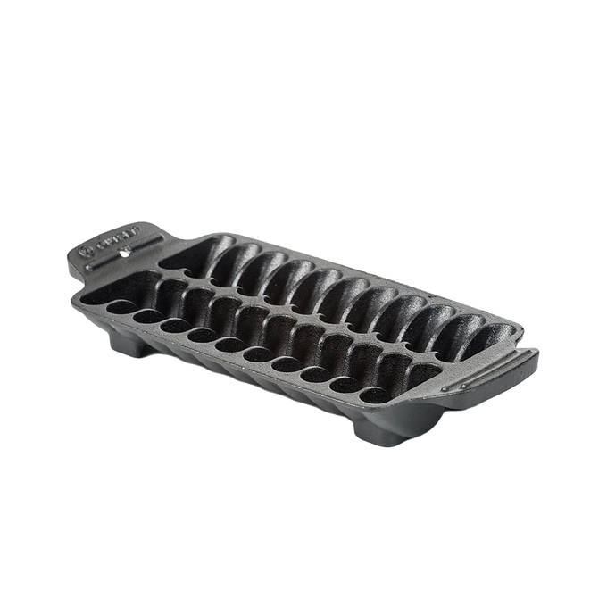 Handcrafted cast iron grill pan with individual wells designed for grilling jumbo shrimp, ideal for Kitchen & Food, Cast Iron, Grilling, Stoves, Cookware, and Best Sellers collections.