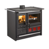 Freestanding cookstove with porcelain enameled steel oven door and cast iron cooking plates, featuring an extractable ash drawer and cast iron hearth facing, ideal for best sellers collections.