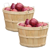 Pair of handcrafted poplar wooden half bushel baskets filled with red onions, featuring metal wire handles; ideal for Farm, Garden & Tool, Garden Accessories, USA Made, Best Sellers, Promo Eligible collections.