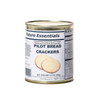 Metal can containing vacuum-sealed handcrafted pilot bread crackers with oxygen absorber and food-grade desiccant, ideal for Farm, Garden & Tool, Kitchen & Food, Emergency Supplies, Food, Pantry, Best Sellers, and Promo Eligible collections.
