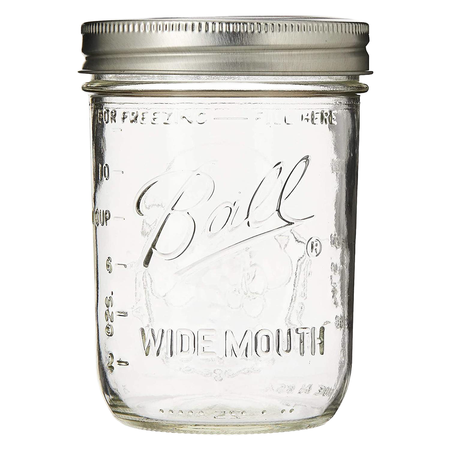 Clear glass wide-mouth pint jar with metal screw-on lid, handcrafted in the USA for use in Kitchen & Food, Food Preservation, Canning, and Canning Jars and Accessories collections.
