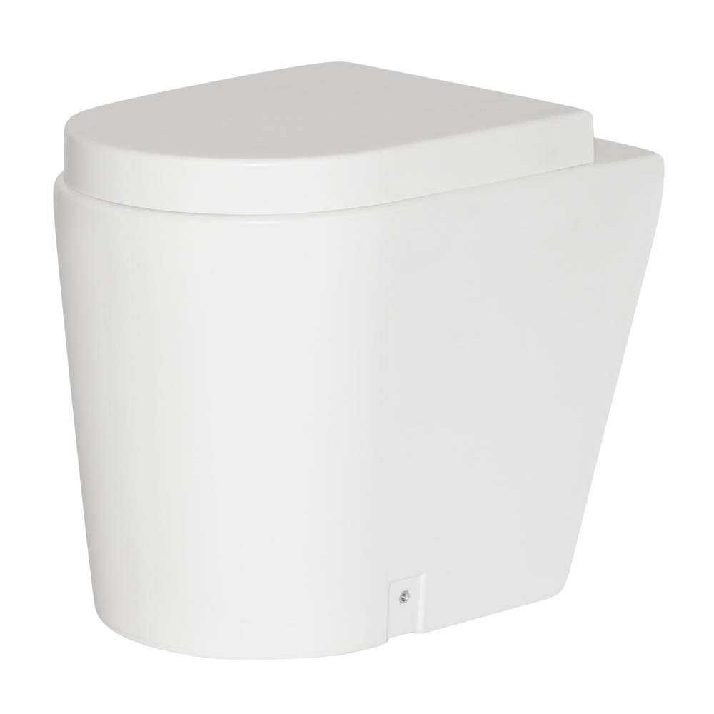 Compact white composting toilet with smooth lines and vented base, designed for easy installation and odor control in RVs and tiny homes, featured in Appliances and Best Sellers.
