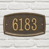 Bronze custom address plaque with raised numbers and traditional raised border, handcrafted in the USA, ideal for enhancing curb appeal in Home & Decor and Mailboxes collections.