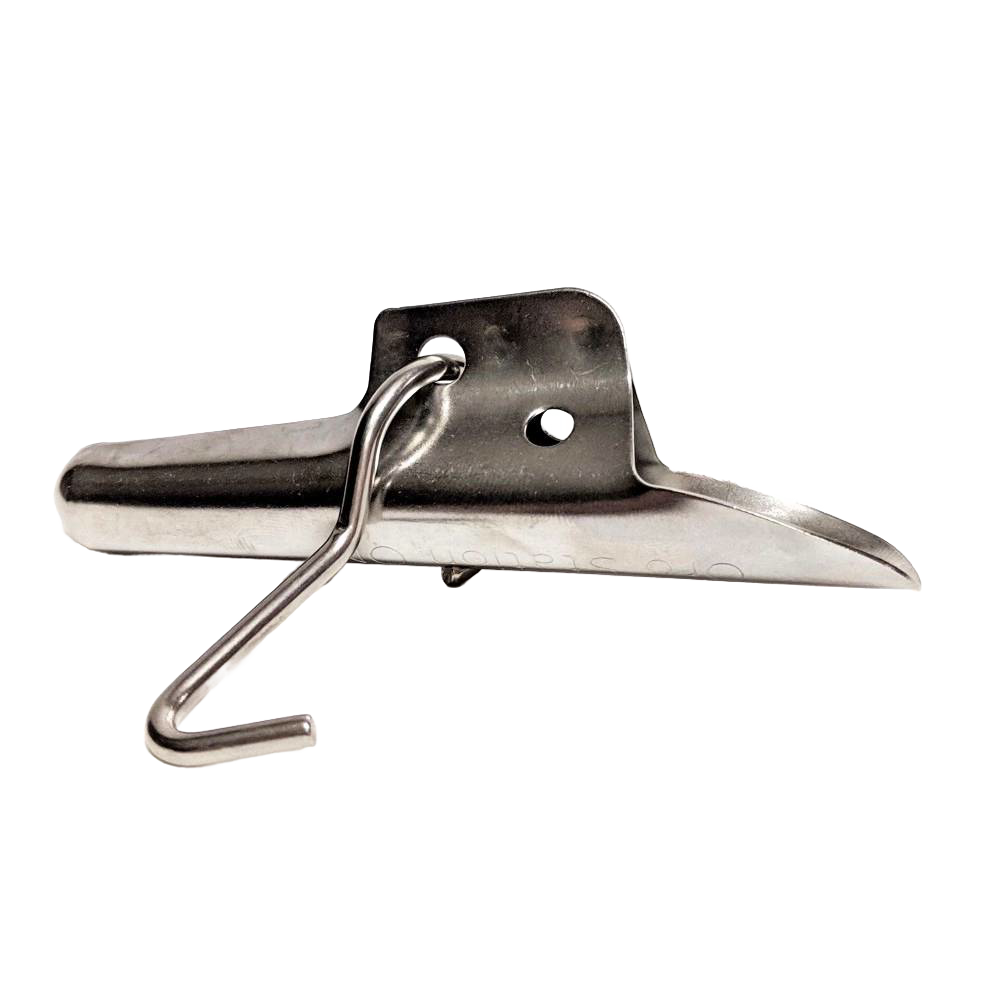 Heavy-duty stainless steel bucket spile with integrated hook for hanging collection buckets in maple syrup sugaring, crafted for lasting use in Farm, Garden & Tool, Orchard and Grove, and Best Sellers collections.