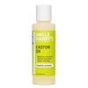 Bottle of Uncle Harry's moisturizing castor oil with yellow-green label highlighting expeller pressed oil, balancing moisturizer for skin and hair, in Health & Wellness and Grooming collections