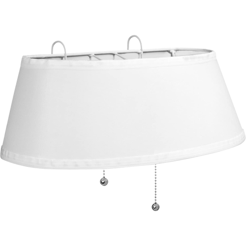 Ivory-colored double headboard lamp shade with two pull chains and hanging hooks, designed for focused lighting over the shoulder, featured in Home & Decor and Lamps & Lighting collections.