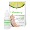 White bottle of Citrusway Nail Solution with green and white packaging featuring a lime wedge dripping juice, promoting a natural formula for healthier fingernails and toenails in Health & Wellness and USA Made collections.