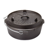 Durable cast iron Dutch oven with flat base and secure lid featuring raised feet for stacking, ideal for kitchen and outdoor cooking, featured in Kitchen & Food, Cookware, Cast Iron, Best Sellers, and Promo Eligible collections.