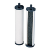 Replacement elements for tabletop water filtration system featuring two cylindrical filters with black end caps, ideal for emergency supplies and water treatment appliances.