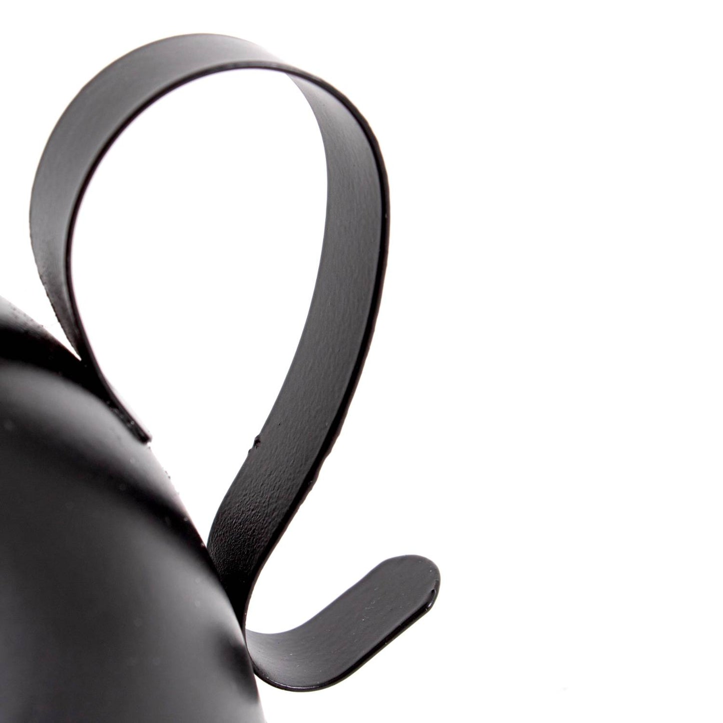 Close-up of a handcrafted curved steel handle on a black vintage-style oil lamp, designed for durable use in Farm, Garden & Tool, Emergency Supplies, Best Sellers, and Promo Eligible collections.