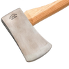 Handcrafted single bit axe with high carbon steel head stamped Made in USA, featuring a smooth hickory handle, ideal for farm and wood cutting tasks, Amish made and best seller.