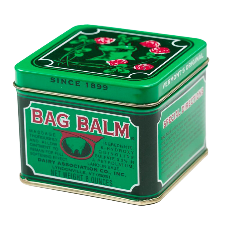 Vintage-style green tin of soothing balm with lanolin base and mild antiseptic, made in USA, perfect for Health & Wellness, Balms, and Health Remedies collections.