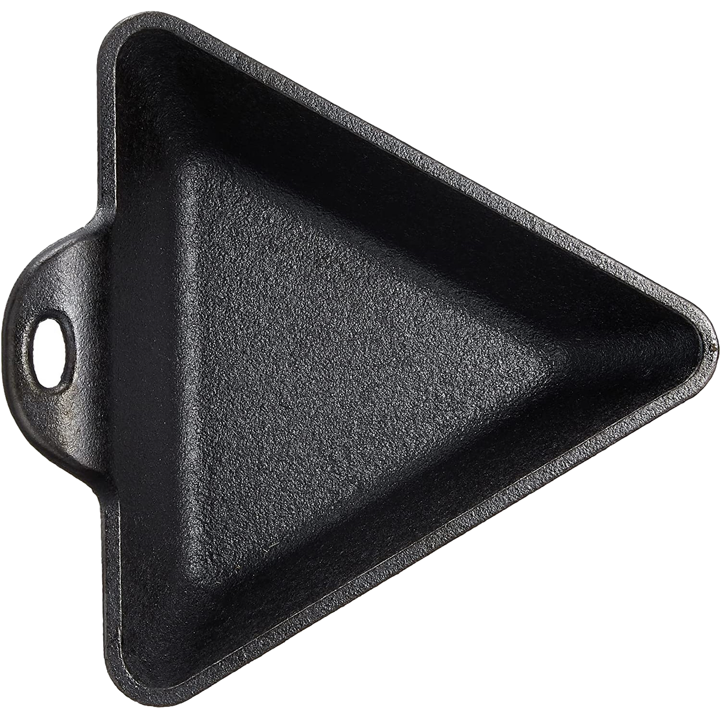 Handcrafted cast iron triangle server with a seasoned finish for natural easy-release, designed for hot or cold presentations, made in USA, featured in Kitchen & Food and Cookware collections.