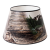 Parchment oil lamp shade featuring a rustic wood grain texture with a scenic Rocky Mountain landscape and elk, handcrafted for Lamps & Lighting, Parts and Accessories, and Lamp Shades collections.