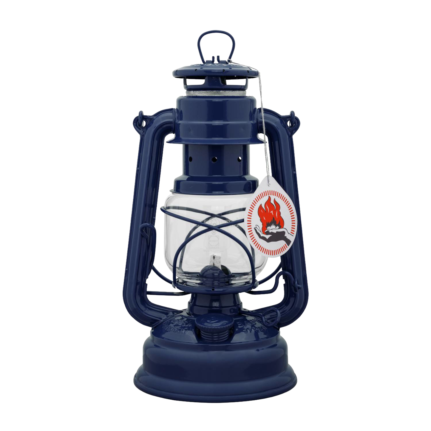Handcrafted blue galvanized oil lantern with thermal heat-resistant SUPRAX globe and protective metal frame, ideal for reliable lighting in camping, emergency supplies, and outdoor settings from best sellers collections.