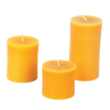 Set of three handcrafted 100% beeswax pillar candles in varying heights, naturally smokeless and dripless, part of Lamps & Lighting, Candles and Candlemaking, USA Made, Best Sellers, Promo Eligible collections.