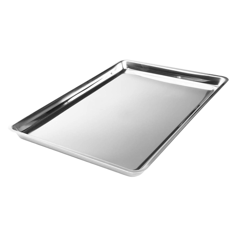 Stainless steel baking pan with a smooth, polished surface, designed for versatile use in Kitchen & Food, Cookware, Baking Supplies, Pots and Pans, Best Sellers, and Promo Eligible collections.