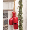 Unique handcrafted red metal cowbells suspended on rustic rope, creating a festive jingle, perfect for Home & Decor, Holiday Decor, Best Sellers, and Promo Eligible collections.