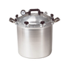 Large stainless steel pressure canner with locking lid and built-in pressure gauge, handcrafted in USA, ideal for Kitchen & Food, Food Preservation, Canning, and Best Sellers collections.
